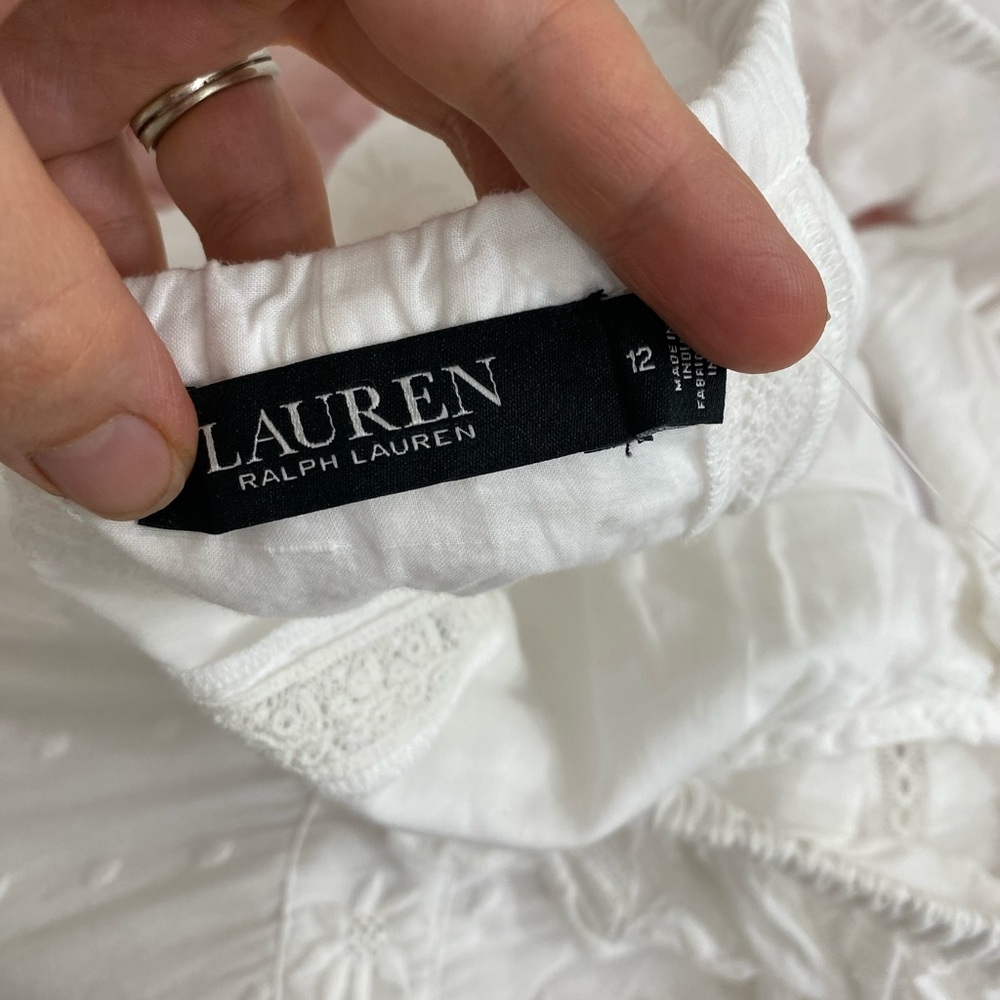 Lauren Ralph Lauren Size 12 Eyelet Off-the-Shoulder Maxi Dress 100% Cotton NWOT - Picture 11 of 13